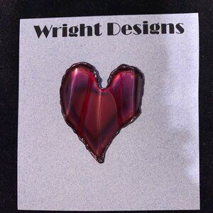 Brave Wavy Purple Heart Brooch 2 Inches Chrome-Plated Sheet Steel Hand-Cut David